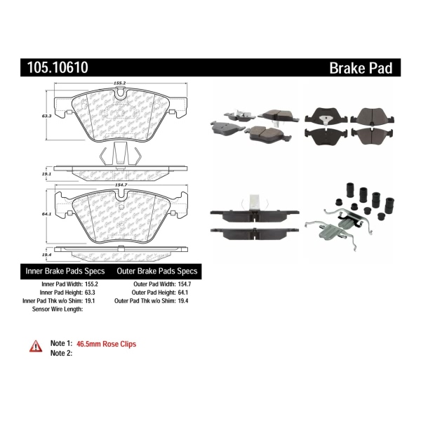 Centric Posi Quiet™ Ceramic Front Disc Brake Pads 105.10610