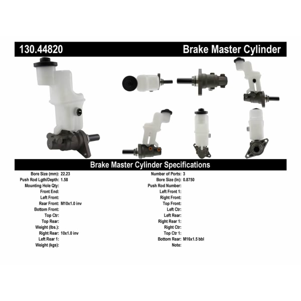 Centric Premium Brake Master Cylinder 130.44820