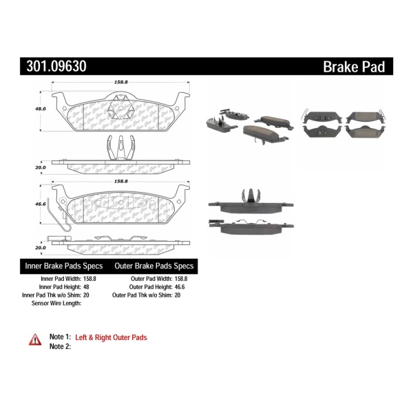 Centric Premium Ceramic Rear Disc Brake Pads 301.09630