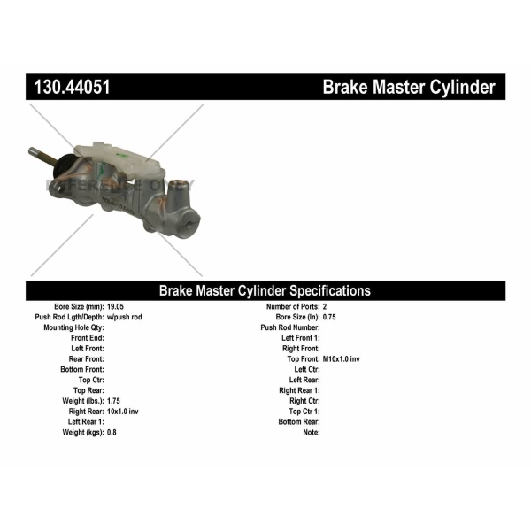 Centric Premium Brake Master Cylinder 130.44051