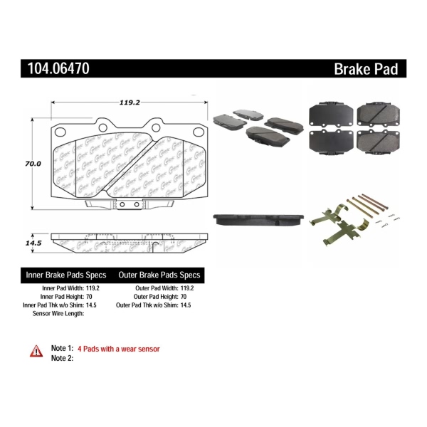 Centric Posi Quiet™ Semi-Metallic Front Disc Brake Pads 104.06470
