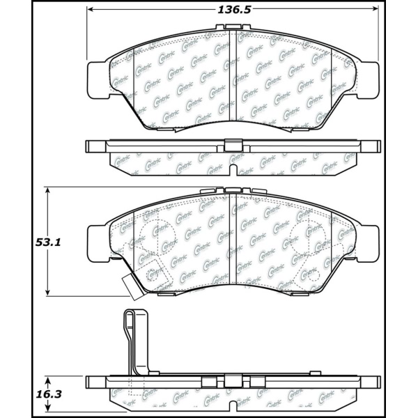 Centric Premium™ Semi-Metallic Brake Pads With Shims And Hardware 300.11950