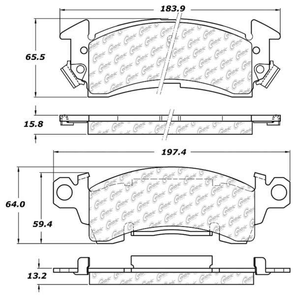 Centric Posi Quiet™ Semi-Metallic Front Disc Brake Pads 104.00521