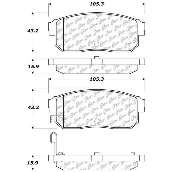 Centric Premium Semi-Metallic Rear Disc Brake Pads 300.09000