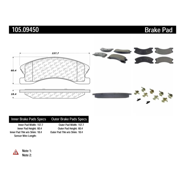 Centric Posi Quiet™ Ceramic Front Disc Brake Pads 105.09450