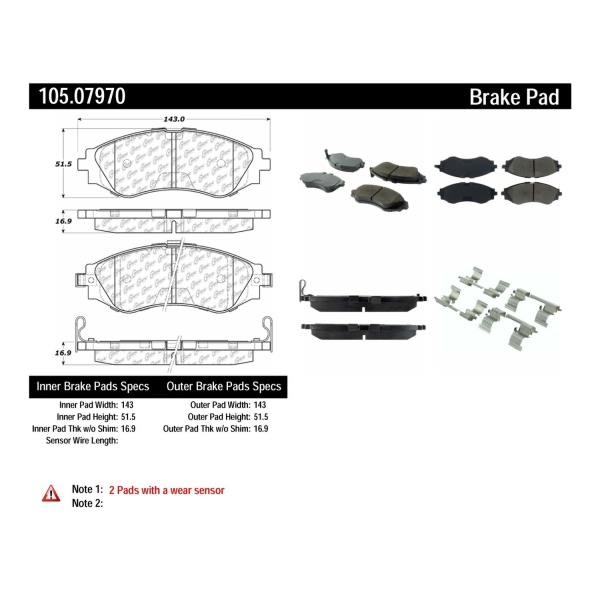 Centric Posi Quiet™ Ceramic Front Disc Brake Pads 105.07970