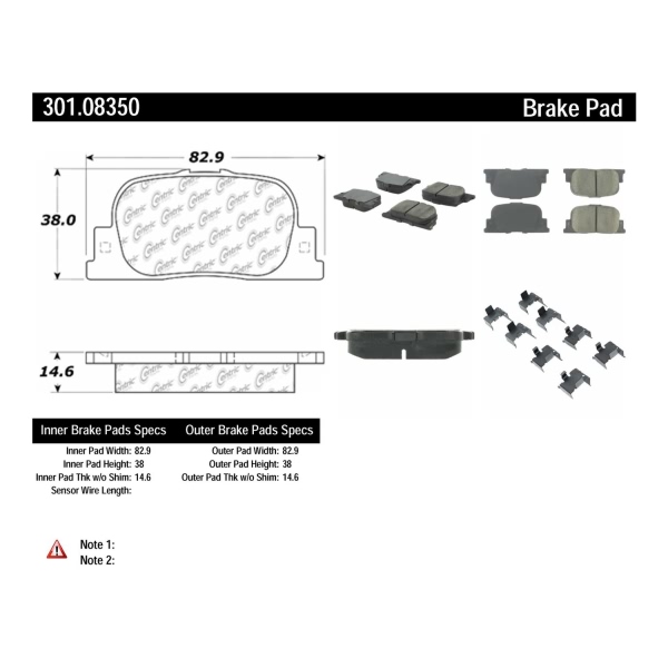 Centric Premium Ceramic Rear Disc Brake Pads 301.08350