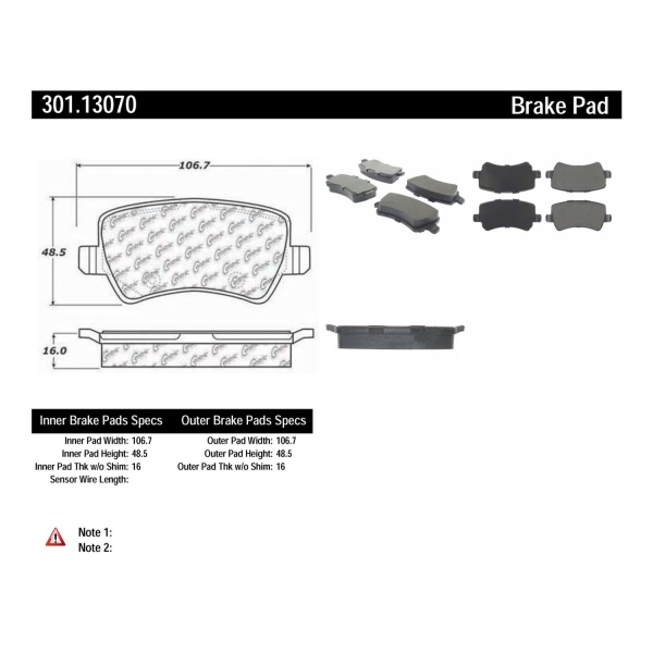 Centric Premium™ Ceramic Brake Pads With Shims And Hardware 301.13070