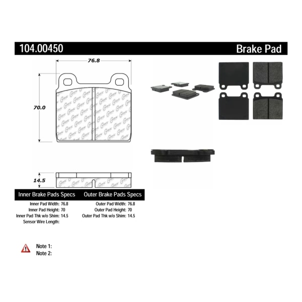 Centric Posi Quiet™ Semi-Metallic Front Disc Brake Pads 104.00450