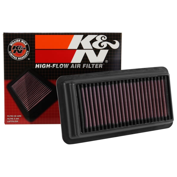 K&N 33 Series Panel Red Air Filter (9.875" L x 5.438" W x 1.5" H) 33-5044