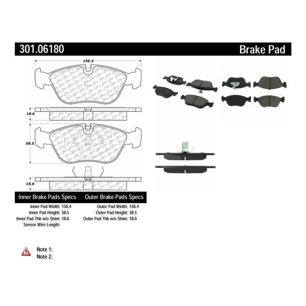 Centric Premium Ceramic Front Disc Brake Pads 301.06180