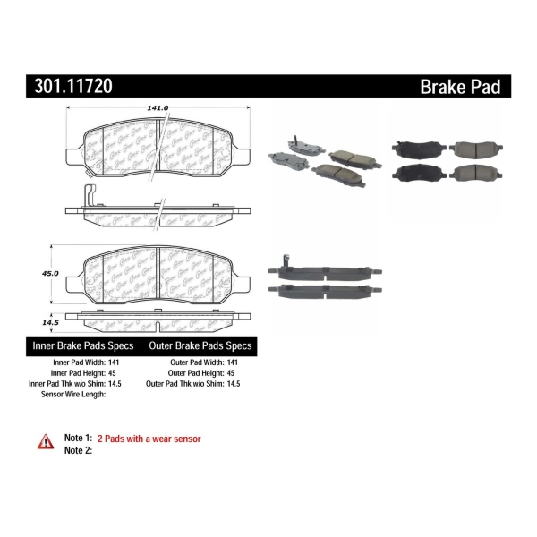 Centric Premium Ceramic Rear Disc Brake Pads 301.11720