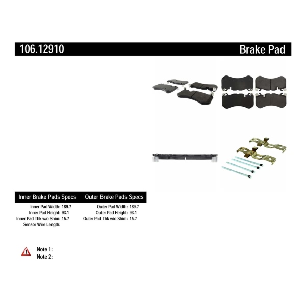 Centric Posi Quiet™ Extended Wear Semi-Metallic Front Disc Brake Pads 106.12910