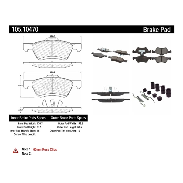 Centric Posi Quiet™ Ceramic Front Disc Brake Pads 105.10470