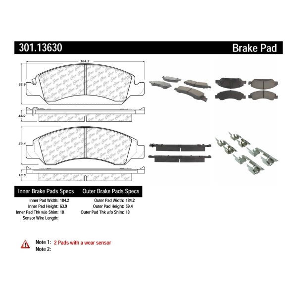 Centric Premium Ceramic Front Disc Brake Pads 301.13630