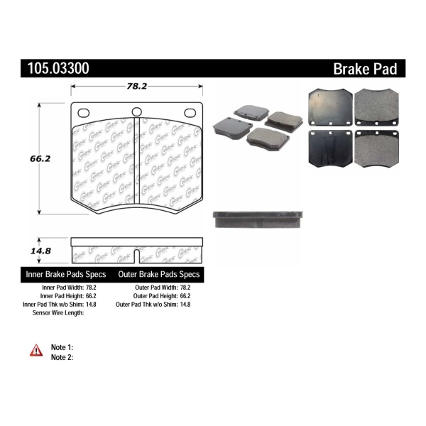 Centric Posi Quiet™ Ceramic Front Disc Brake Pads 105.03300