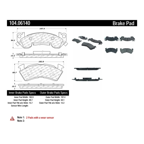 Centric Posi Quiet™ Semi-Metallic Front Disc Brake Pads 104.06140
