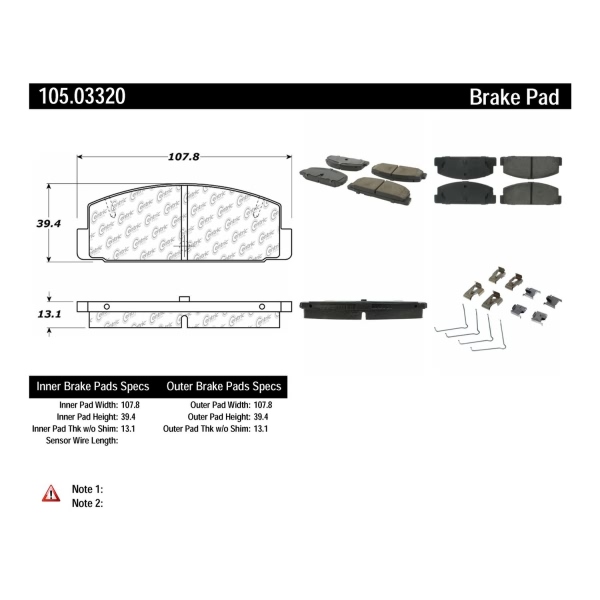 Centric Posi Quiet™ Ceramic Rear Disc Brake Pads 105.03320