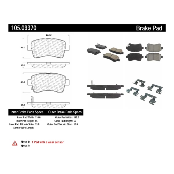 Centric Posi Quiet™ Ceramic Front Disc Brake Pads 105.09370