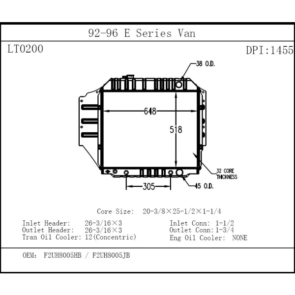 TYC Engine Coolant Radiator 1455