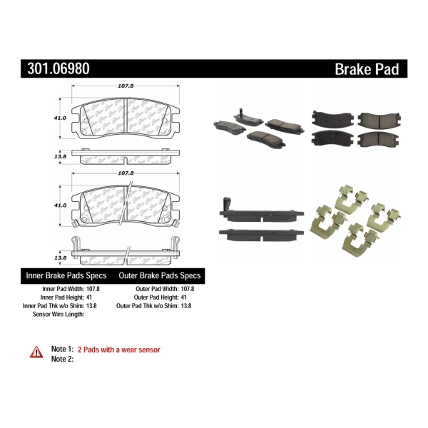 Centric Premium Ceramic Rear Disc Brake Pads 301.06980