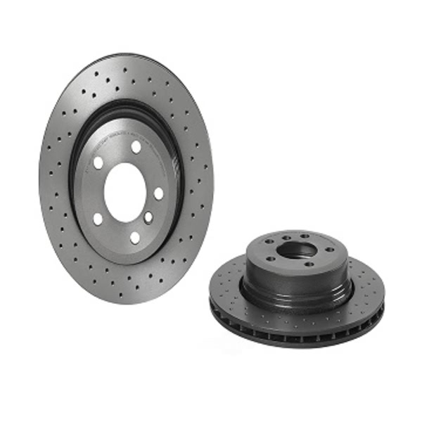 brembo Premium Xtra Cross Drilled UV Coated 1-Piece Rear Brake Rotors 09.9573.1X