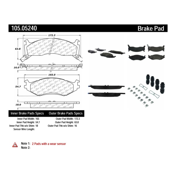 Centric Posi Quiet™ Ceramic Front Disc Brake Pads 105.05240