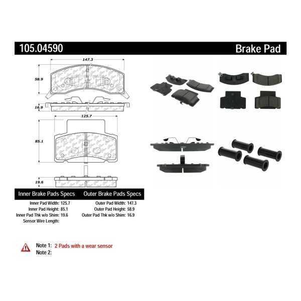 Centric Posi Quiet™ Ceramic Front Disc Brake Pads 105.04590