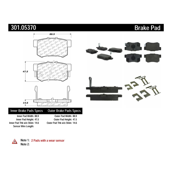 Centric Premium Ceramic Front Disc Brake Pads 301.05370