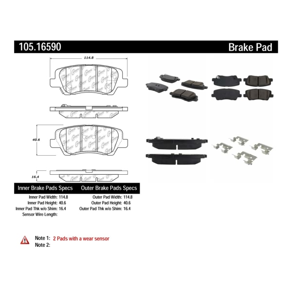 Centric Posi Quiet™ Ceramic Rear Disc Brake Pads 105.16590