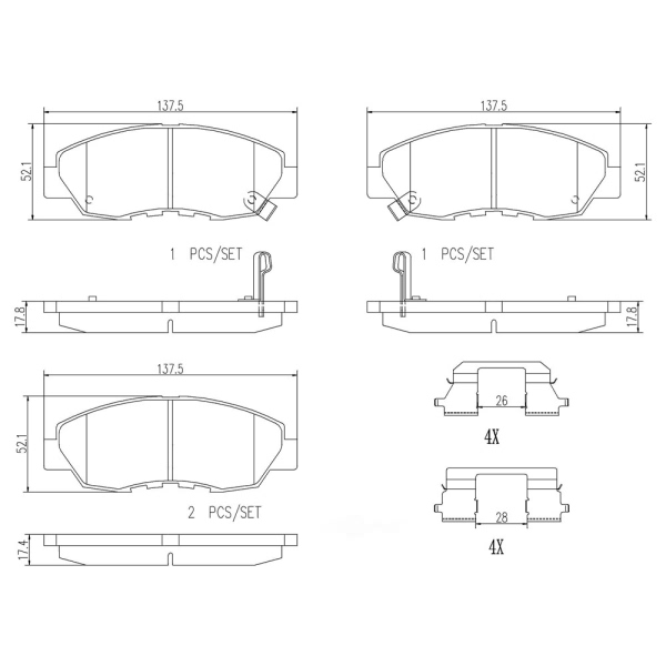 brembo Premium Ceramic Front Disc Brake Pads P28052N