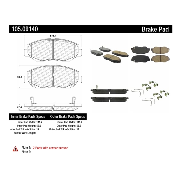 Centric Posi Quiet™ Ceramic Front Disc Brake Pads 105.09140