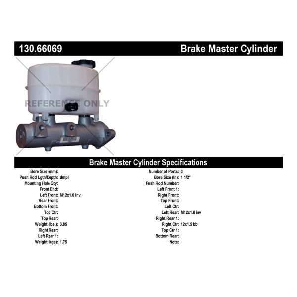 Centric Premium Brake Master Cylinder 130.66069