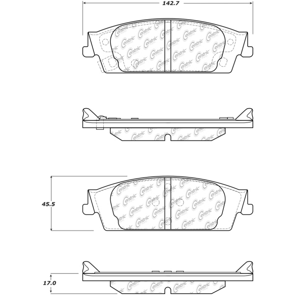 Centric Premium Ceramic Rear Disc Brake Pads 301.17070