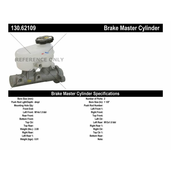 Centric Premium Brake Master Cylinder 130.62109