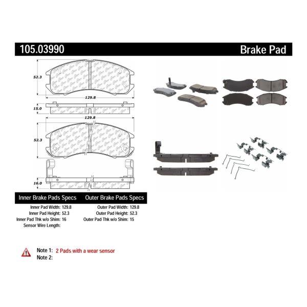 Centric Posi Quiet™ Ceramic Front Disc Brake Pads 105.03990