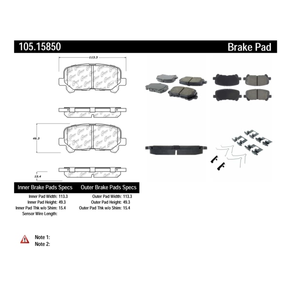 Centric Posi Quiet™ Ceramic Rear Disc Brake Pads 105.15850