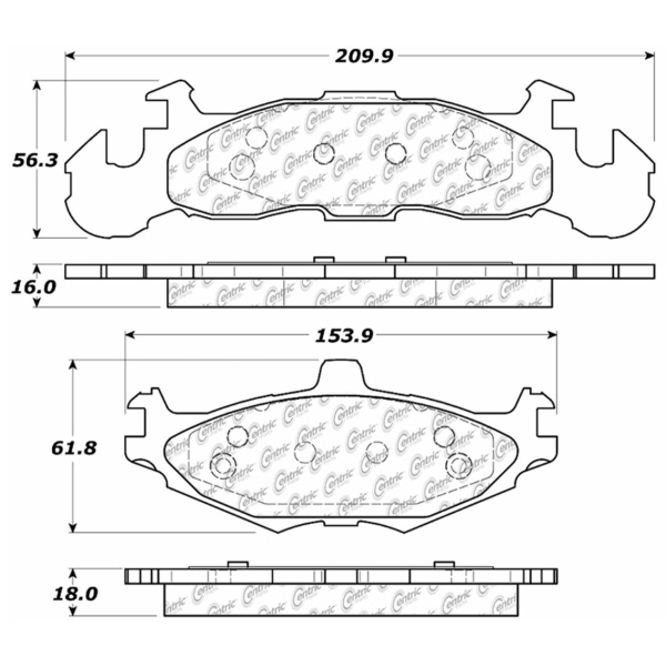 Centric Premium Semi-Metallic Front Disc Brake Pads 300.02190