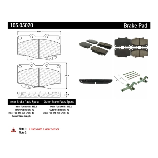 Centric Posi Quiet™ Ceramic Front Disc Brake Pads 105.05020