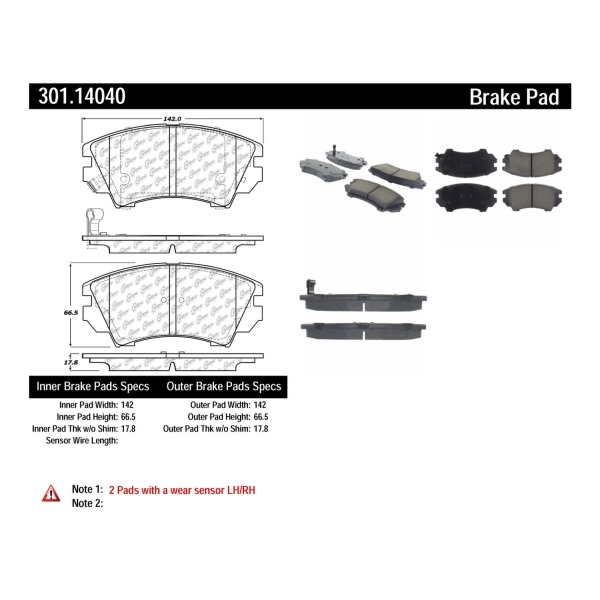 Centric Premium Ceramic Front Disc Brake Pads 301.14040