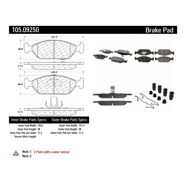 Centric Posi Quiet™ Ceramic Front Disc Brake Pads 105.09250