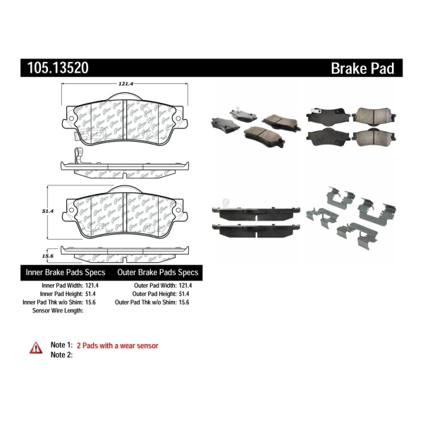 Centric Posi Quiet™ Ceramic Rear Disc Brake Pads 105.13520