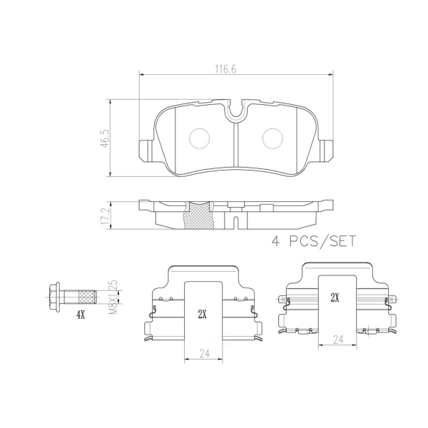 brembo Premium Ceramic Rear Disc Brake Pads P44019N