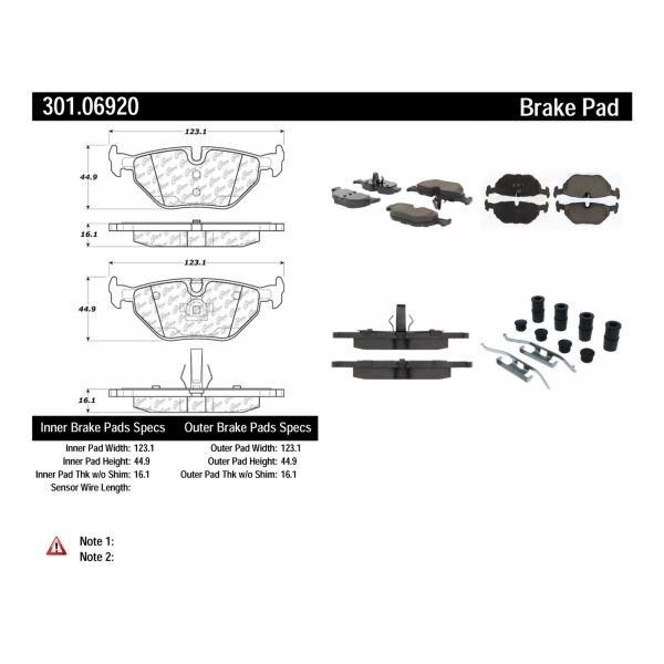 Centric Premium Ceramic Rear Disc Brake Pads 301.06920