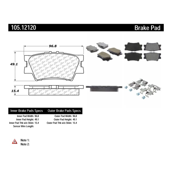 Centric Posi Quiet™ Ceramic Rear Disc Brake Pads 105.12120