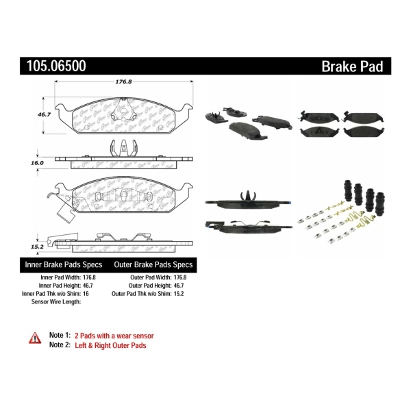 Centric Posi Quiet™ Ceramic Front Disc Brake Pads 105.06500