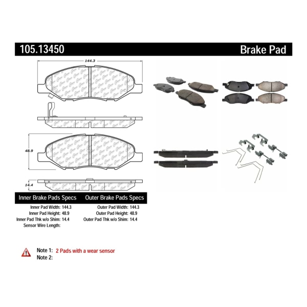 Centric Posi Quiet™ Ceramic Front Disc Brake Pads 105.13450