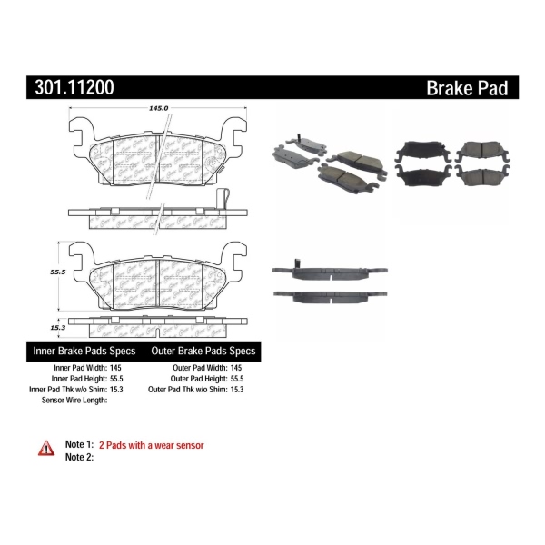 Centric Premium Ceramic Rear Disc Brake Pads 301.11200