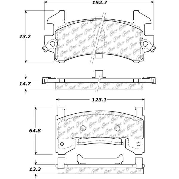Centric Posi Quiet™ Extended Wear Semi-Metallic Front Disc Brake Pads 106.01540