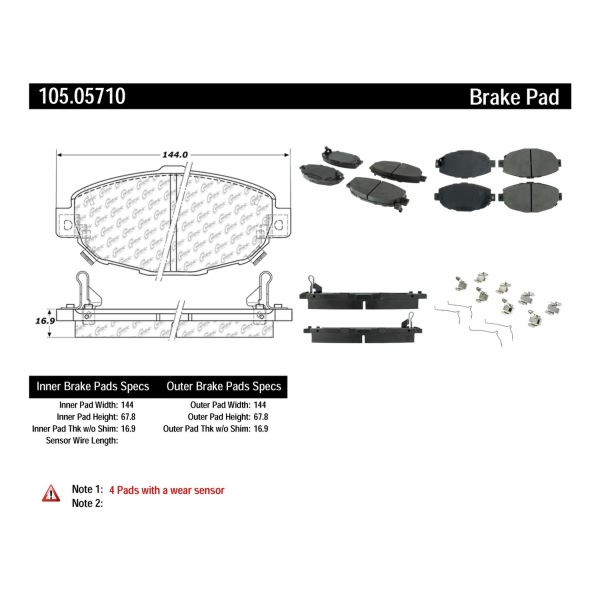Centric Posi Quiet™ Ceramic Front Disc Brake Pads 105.05710